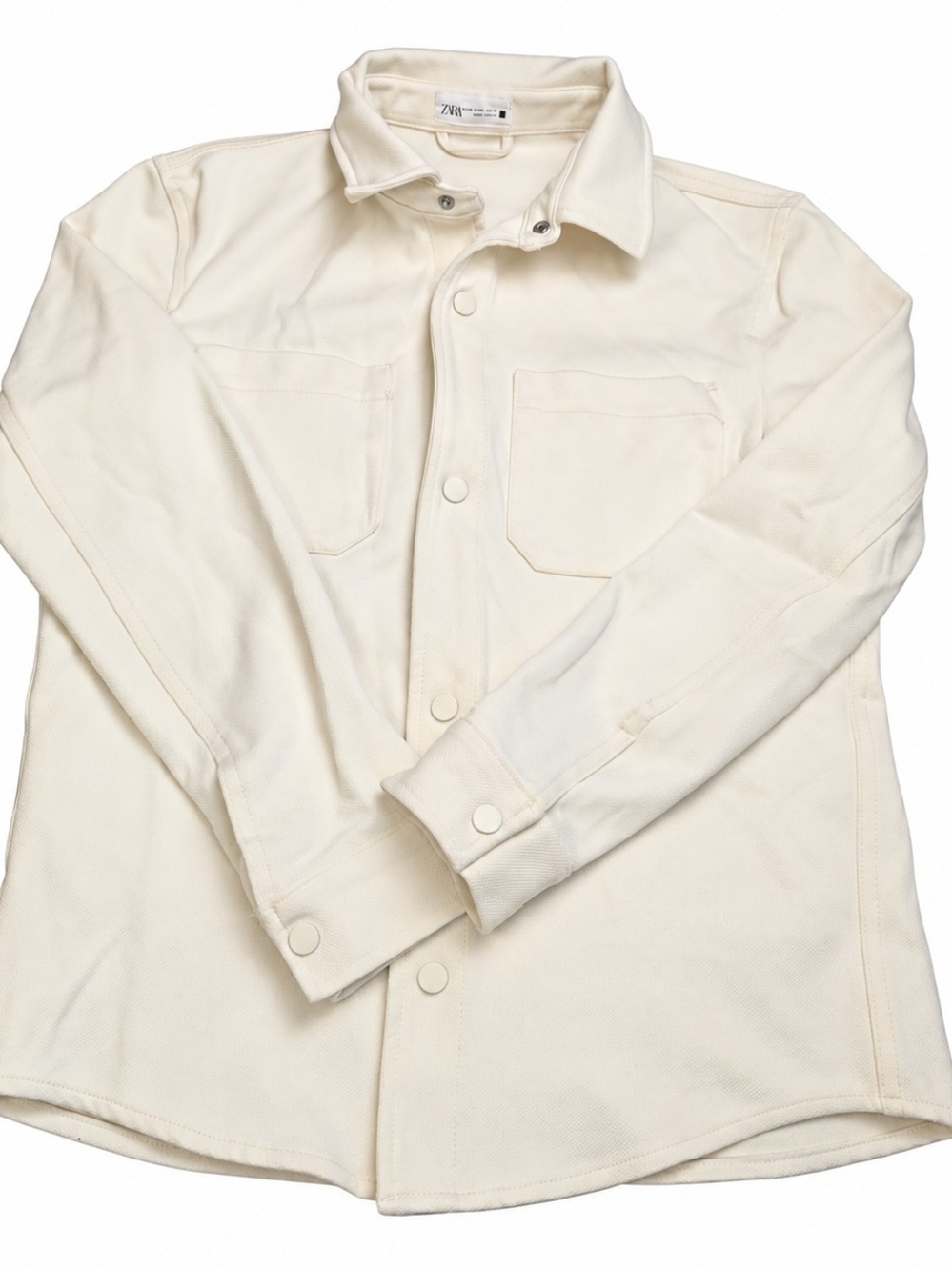 Zara Men Cream Button-Up Overshirt